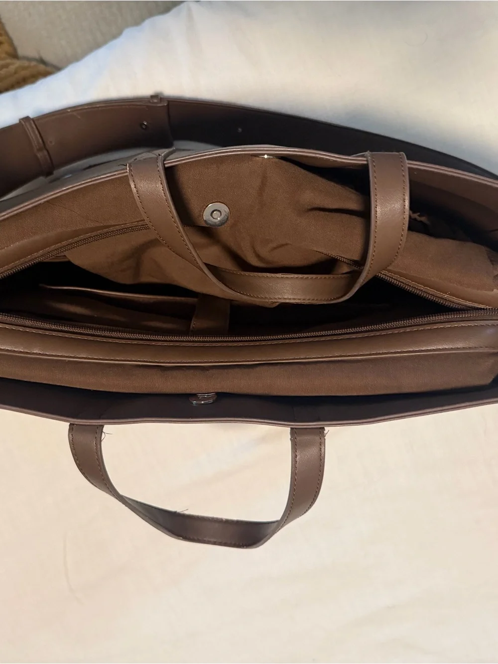CALPAK leather laptop tote in espresso